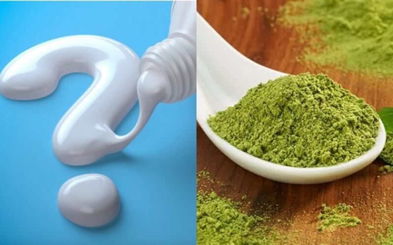 Bột trà xanh kết hợp kem đánh răng